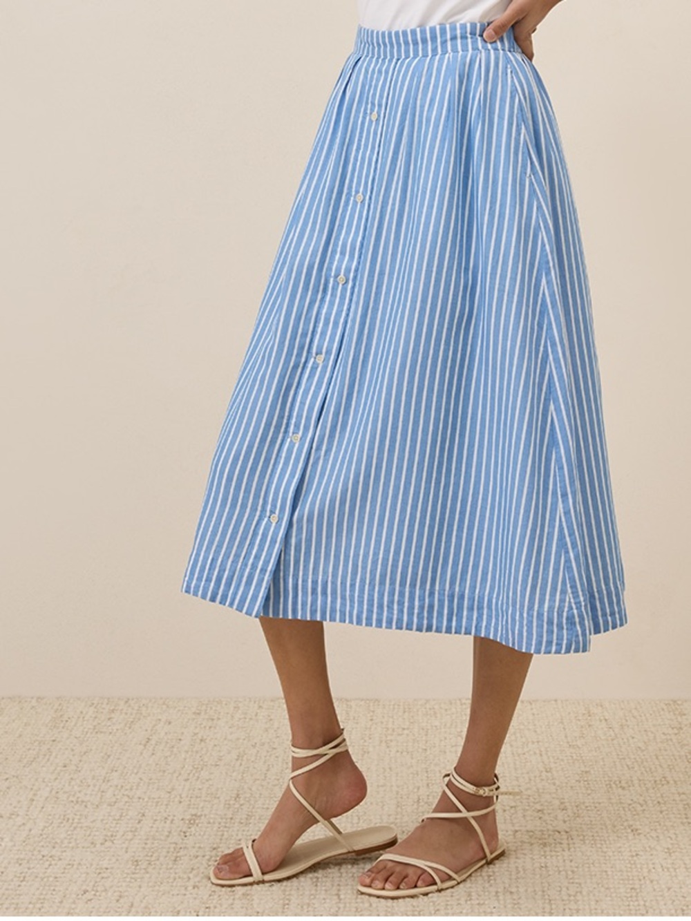 Pact Sunset Lightweight Cotton Button Midi Skirt